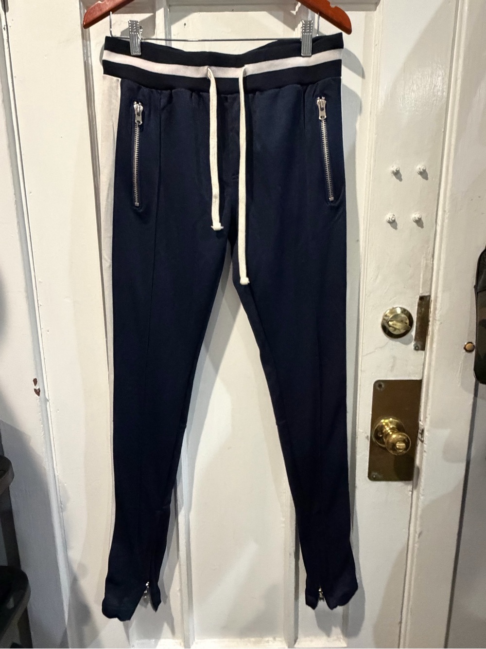 MNML Navy Jogger Pants with White Drawstring & Trim